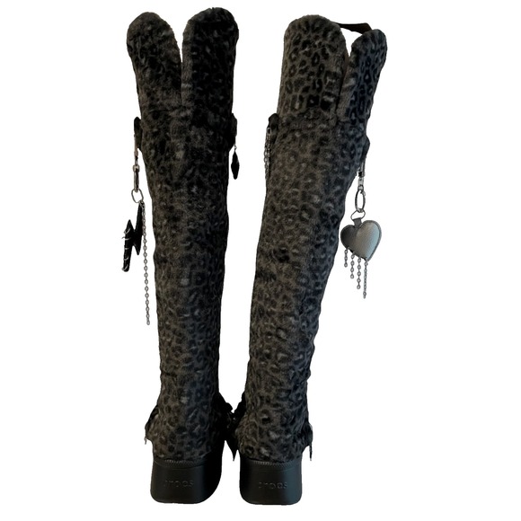 Crocs  T-Pain Unfurgettable Leopard Knee High Boots Womens 9 Croctober Fan Labho - Picture 4 of 7